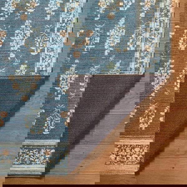 Livabliss Thistle-Washable Blue Green Beige Modern Floral Rug