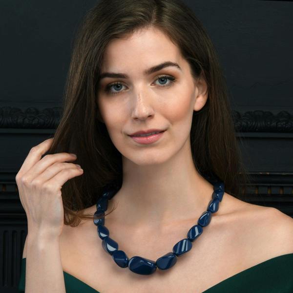 Zavana Twisted Blue Chunky Statement Necklace for Women