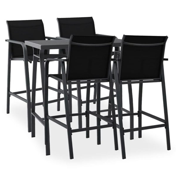 Berkfield 5 Piece Garden Bar Set Black