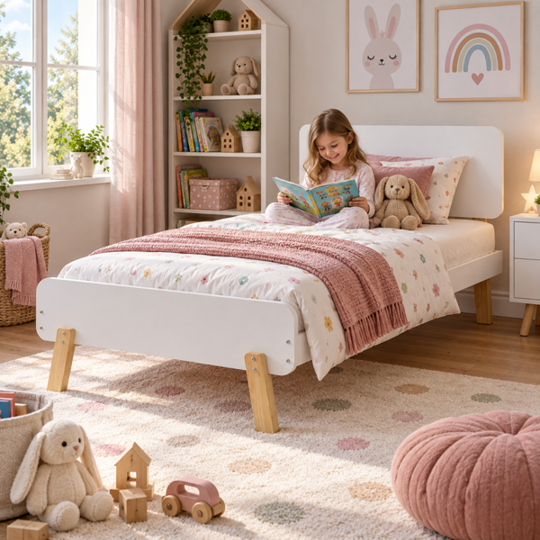 3ft Single Kids Bed - Sturdy Eco Timber Frame - 100kg Capacity