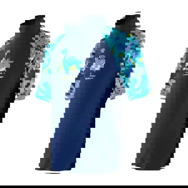 Speedo Tots Boys printed sun protection dinosaur rash guard in blue teal