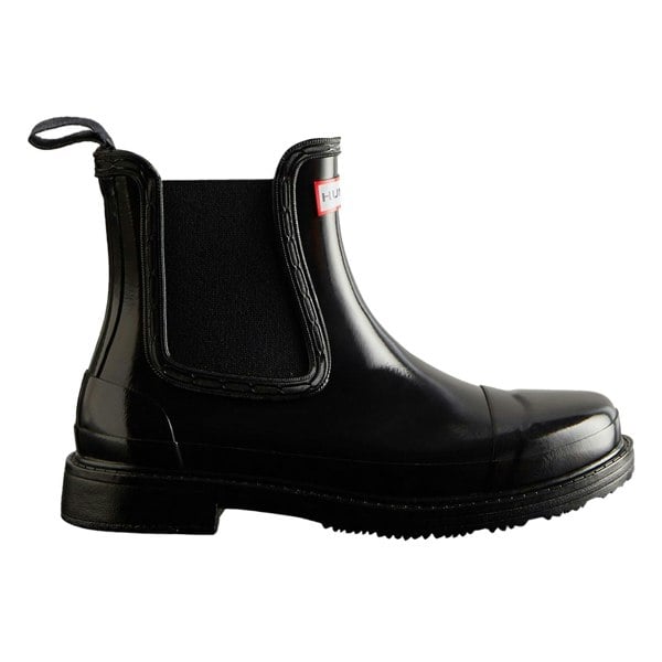Hunter Commando Gloss Chelsea Boots Womens - Black