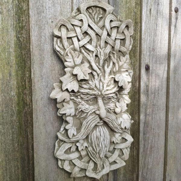 Stone Cast Large Leaf Greenman Wall Plaque