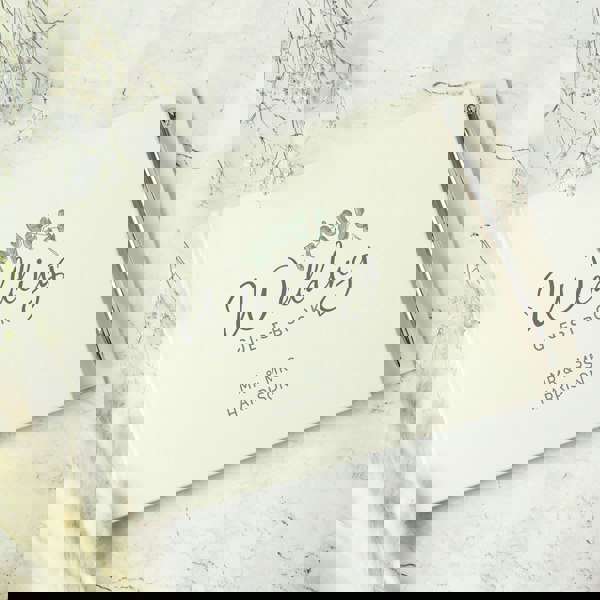 Personalised Memento Company Personalised Botanical Wedding Guest Book & Pen