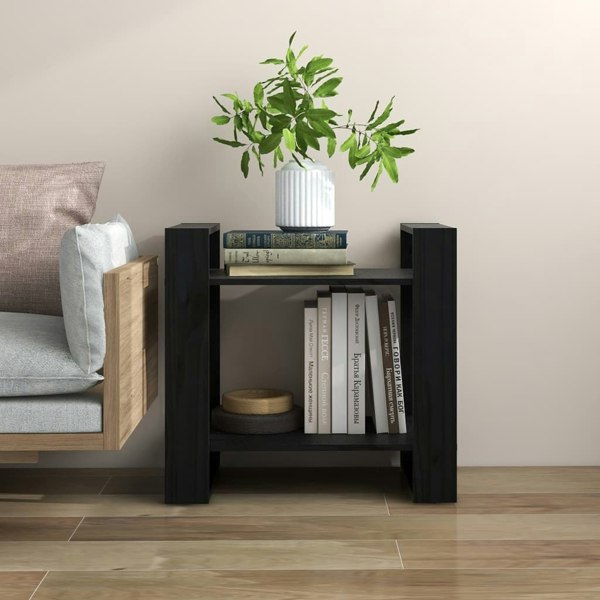Berkfield Book Cabinet/Room Divider Black 60x35x57 cm Solid Wood Pine