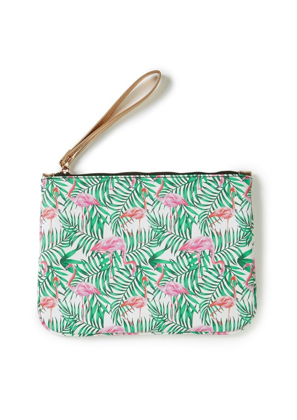 Pretty You London Flamingo Printed Slide and Clutch Set