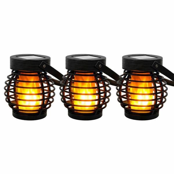 Gardenwize Pack of 3 Solar Hanging Lanterns – Mini Flame Effect LED Lights
