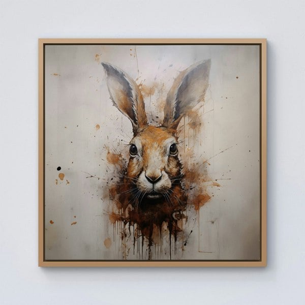 Warren Reed Watercolour Hare Face Framed Canvas