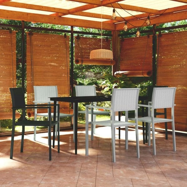 Berkfield 7 Piece Garden Dining Set Black and White