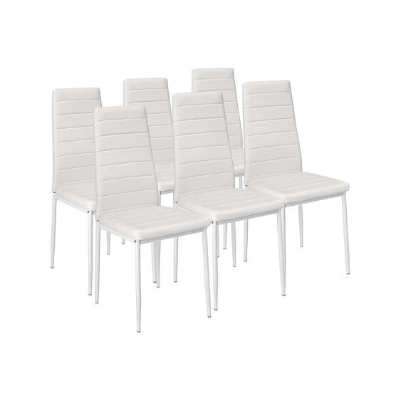 Kosy Koala Dining Table Set with 6 White Faux Leather Chairs Dining Furniture Set