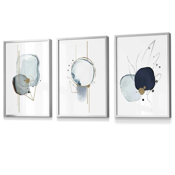 Framed Set of 3 Abstract Winter Mood Art Prints | Artze Wall Art UK