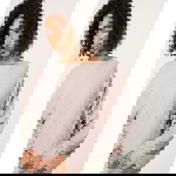 Blue Vanilla Pearl Flower Detailed Soft Touch Jumper