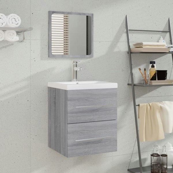 Berkfield Bathroom Cabinet with Mirror Grey Sonoma 41x38.5x48 cm Engineered Wood