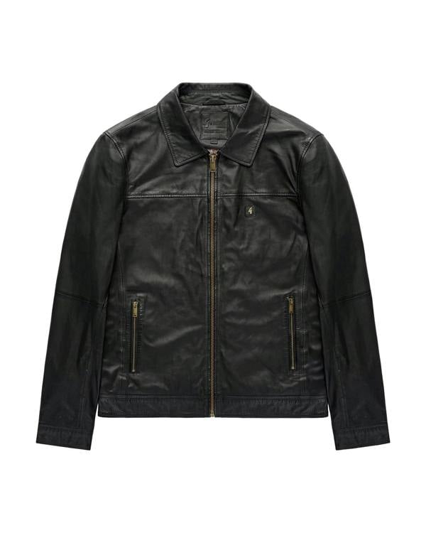 Gabicci AGABJ02 Leather Harrington Jacket BLACK
