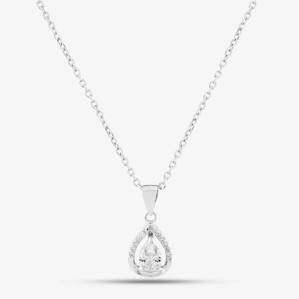 T. H. Baker Silver Cubic Zirconia Teardrop Pendant P612484