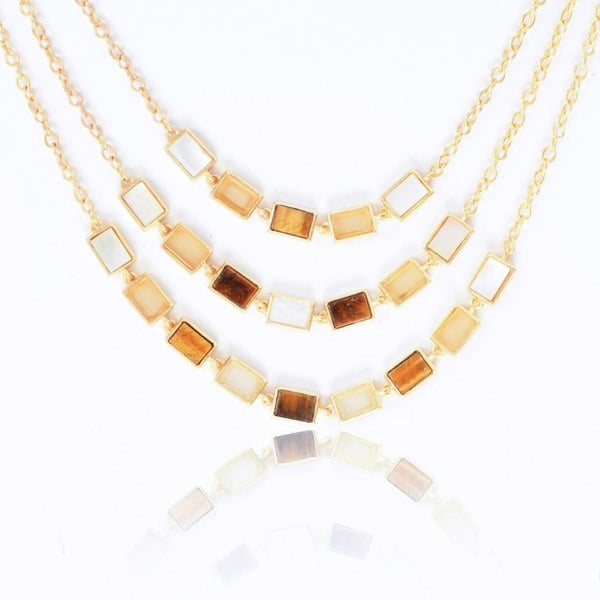 Lila Rasa Earthy Tone Triple Layer Necklace