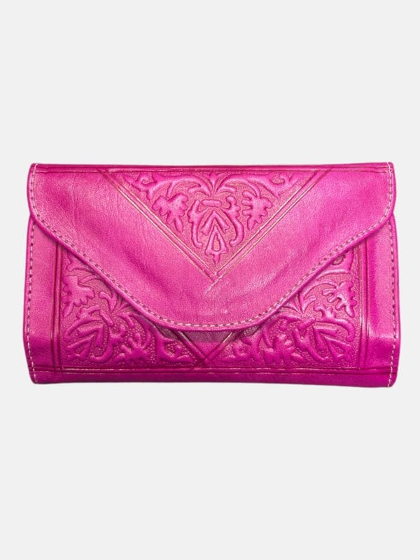 Berber Leather Small Leather Tri-Fold Purse Pink