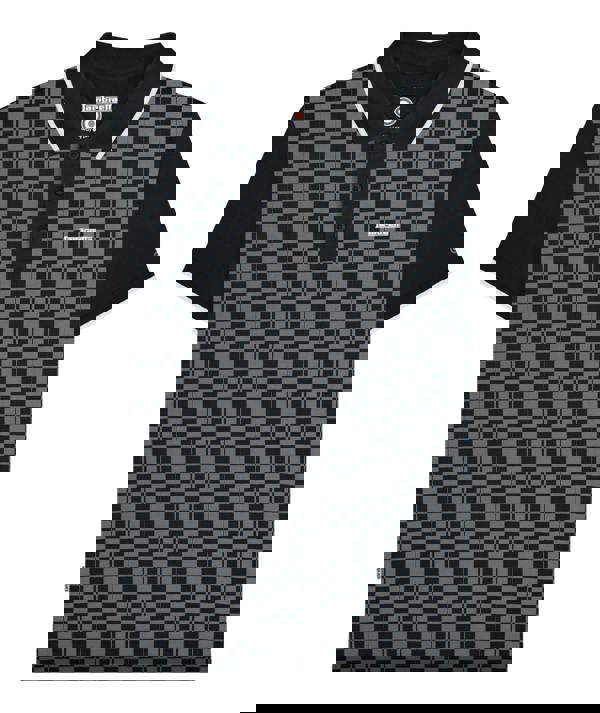 Lambretta Mens Checkered Casual Retro Mod Ska Black Polo Shirt