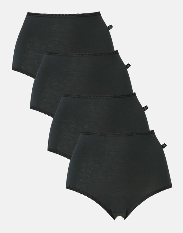 British Boxers Multipack! 4 Pairs of Women's Bamboo Full Briefs – Black