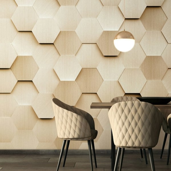 Origin Murals Metal Hexagons Wall Mural - Gold