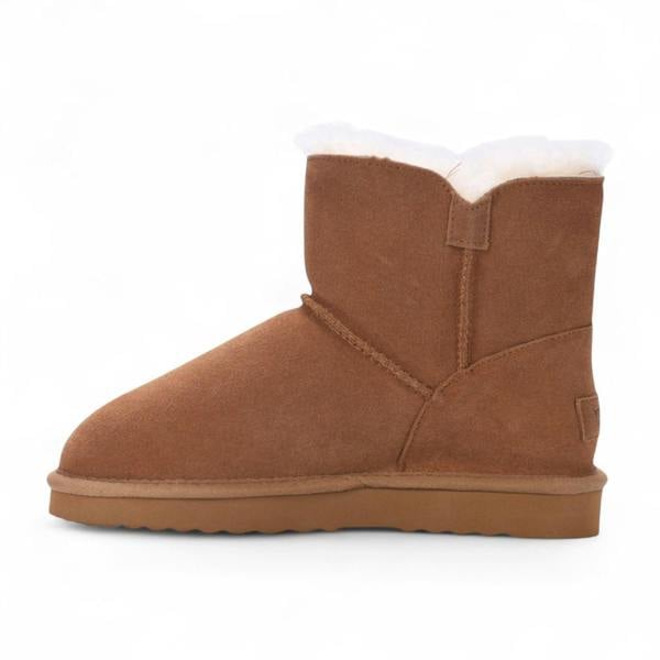 Infinity Leather Women's Sheepskin Suede Tan Brown Ankle Bootie Warm Winter Boots - Alpine