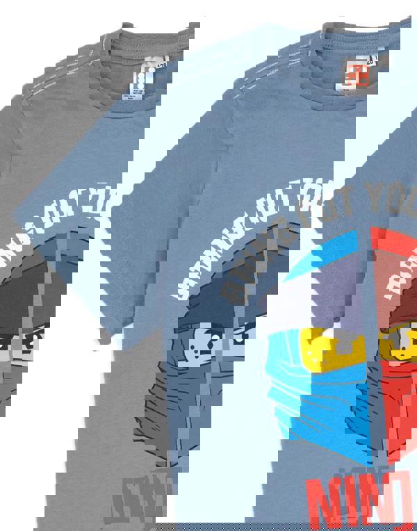 LEGO Boys Blue Ninja Warrior Placement Print Short Sleeved T-Shirt