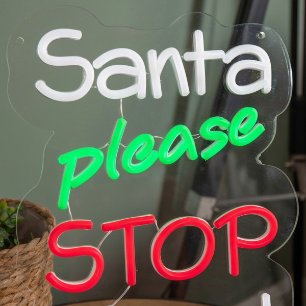 Samuel Alexander 35cm Light up Santa Please Stop Here Neon Christmas Sign