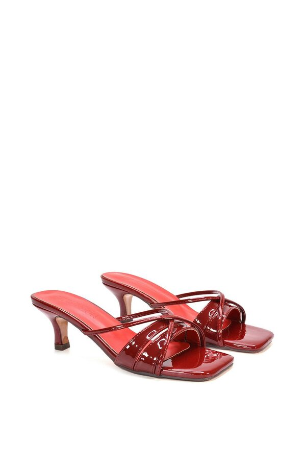 XY LONDON Mid Heeled Sandal Slip On Mules With Square Toe