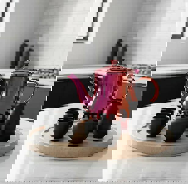 Anygleam Teapot Red Rainbow Stainless Steel with Filter for Coffee, Tea, Oil and Liquid Seasonings Container Kettle