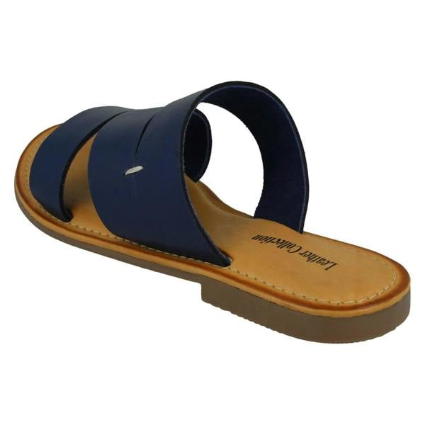 Leather Collection Ladies Leather Collection Flat Strappy Mules F00350