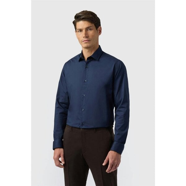 Limehaus Tailored Fit Navy Stretch Shirt