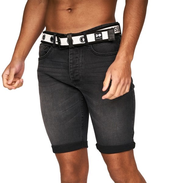 Crosshatch Mens Reestier Denim Shorts - Black