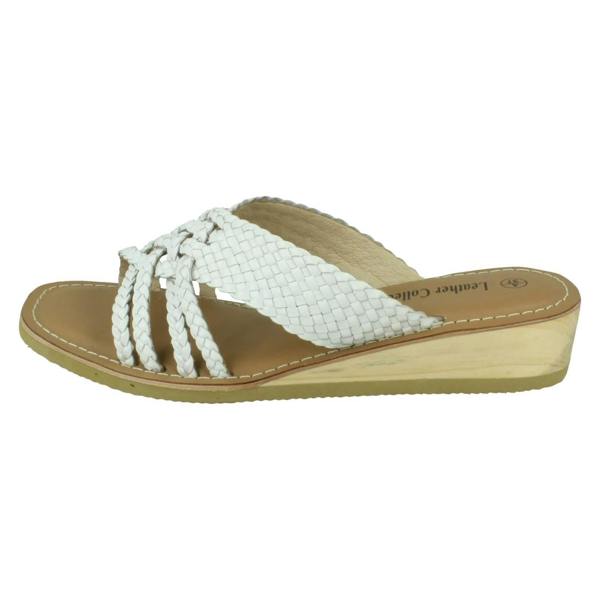 Leather Collection Ladies Leather Collection Low Wedge Platform Sandals F00422