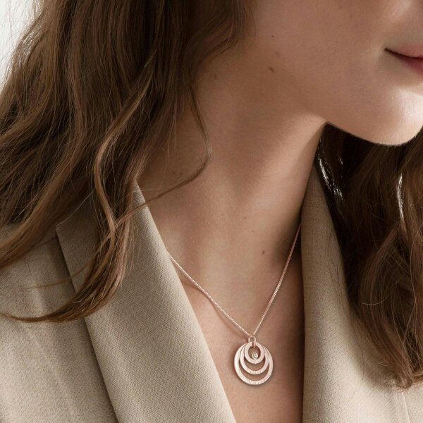 Christopher James of London 9ct Rose Gold Plated Triple Disc Personalised Family Necklace With Diamond or Crystal