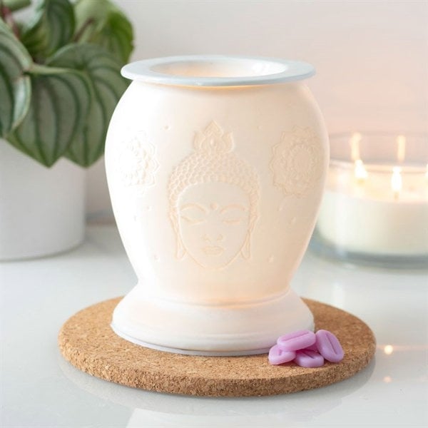 Serano White Ceramic Buddha Electric Oil Burner and Wax Warmer