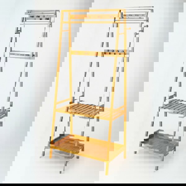 BMBO Wooden Clothes Rail With 2 Shelves