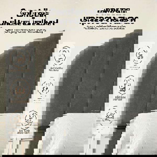 Levede Upholstered Bed Frame Small Double Linen Fabric Modern Platform Base Grey