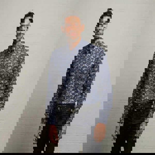 Gabicci G53W12 Mens Long Sleeve Printed Woven Shirt Gabicci Classic - STORM