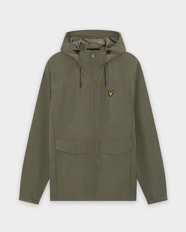 Lyle & Scott Lightweight Hooded Zip Through Mens Jacket - X569 Khaki Ash | CHO | Designer Mens Jackets