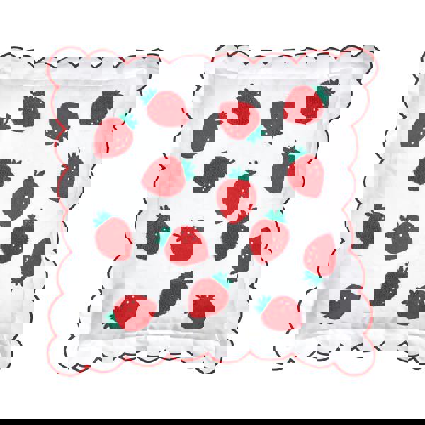 Catherine Lansfield Strawberry Embroidered Cushion Red