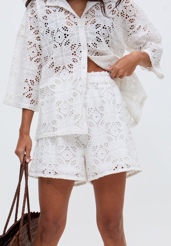 Shelli All Over Broderie Anglaise Short In White