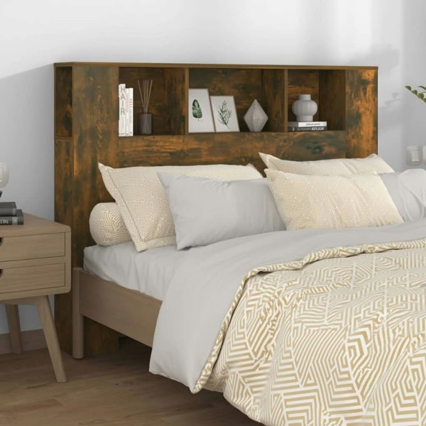 Berkfield Headboard Cabinet Smoked Oak 140x18.5x104.5 cm