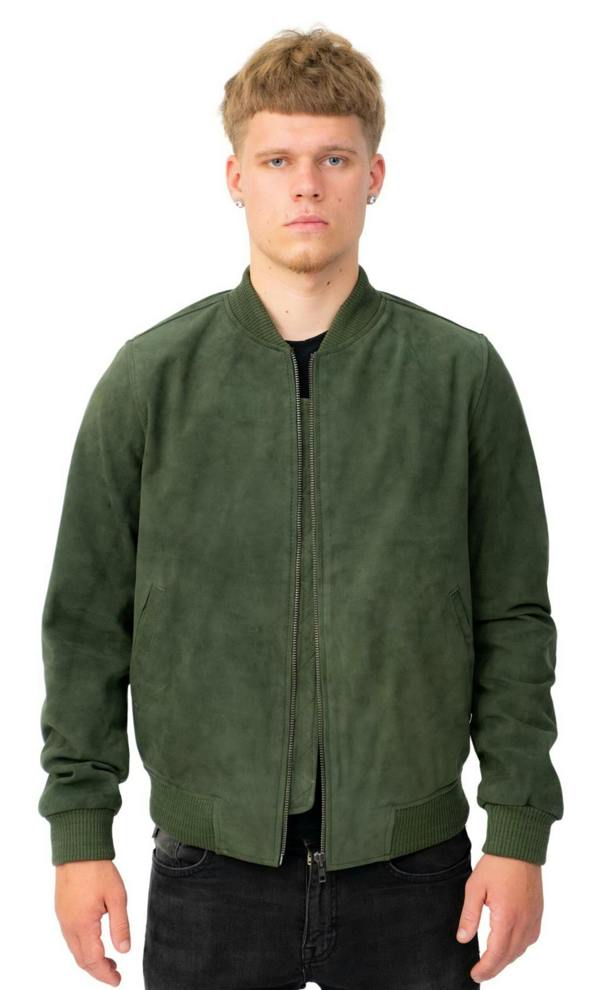 Infinity Leather Mens Retro Goat Suede Varsity Leather Bomber Jacket-Athens
