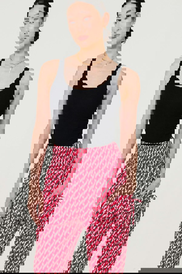 Red | Printed Tapered Harem Trousers