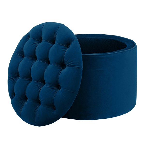 Furniture Edit Queen Navy Velvet Storage Ottoman