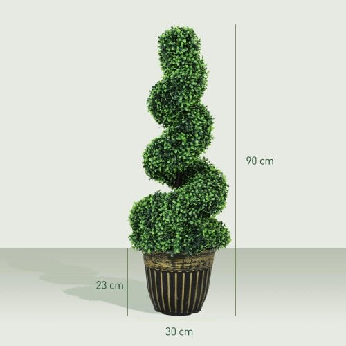 Wyld Haus Kayoyo Set Of 2 Artificial Spiral Boxwood Topiary Trees For Decorative Placement