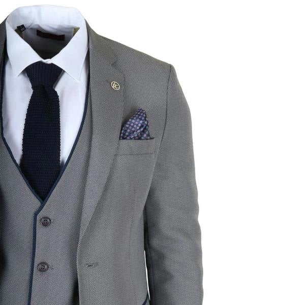 TruClothing IM47 - Men's 3 Piece Grey Tailored Fit Suit