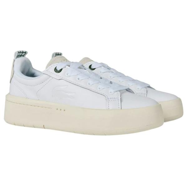 Lacoste Womens/Ladies Carnaby Leather Platform Trainers - White/Green - 