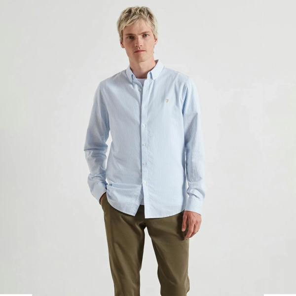Farah Brewer Striped Oxford Shirt
