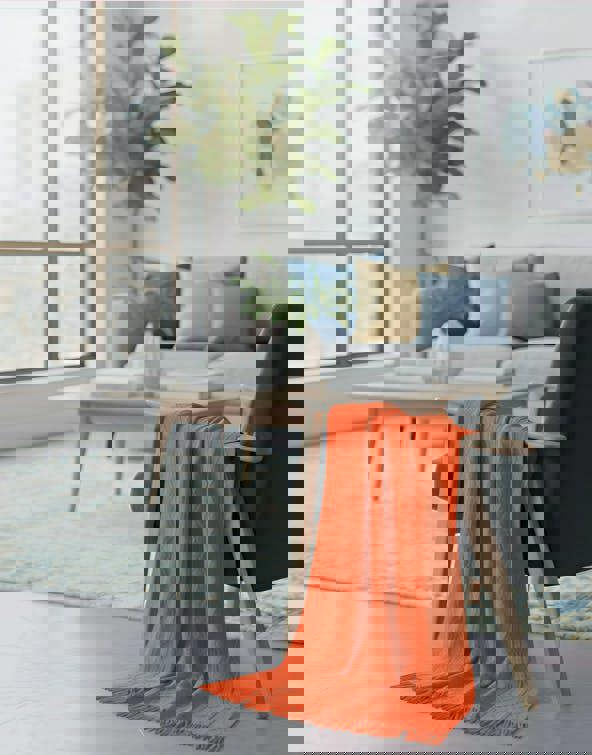 Anyhouz Anycozy Orange Faux Cashmere Throw Blanket Diamond Knit 150x230cm